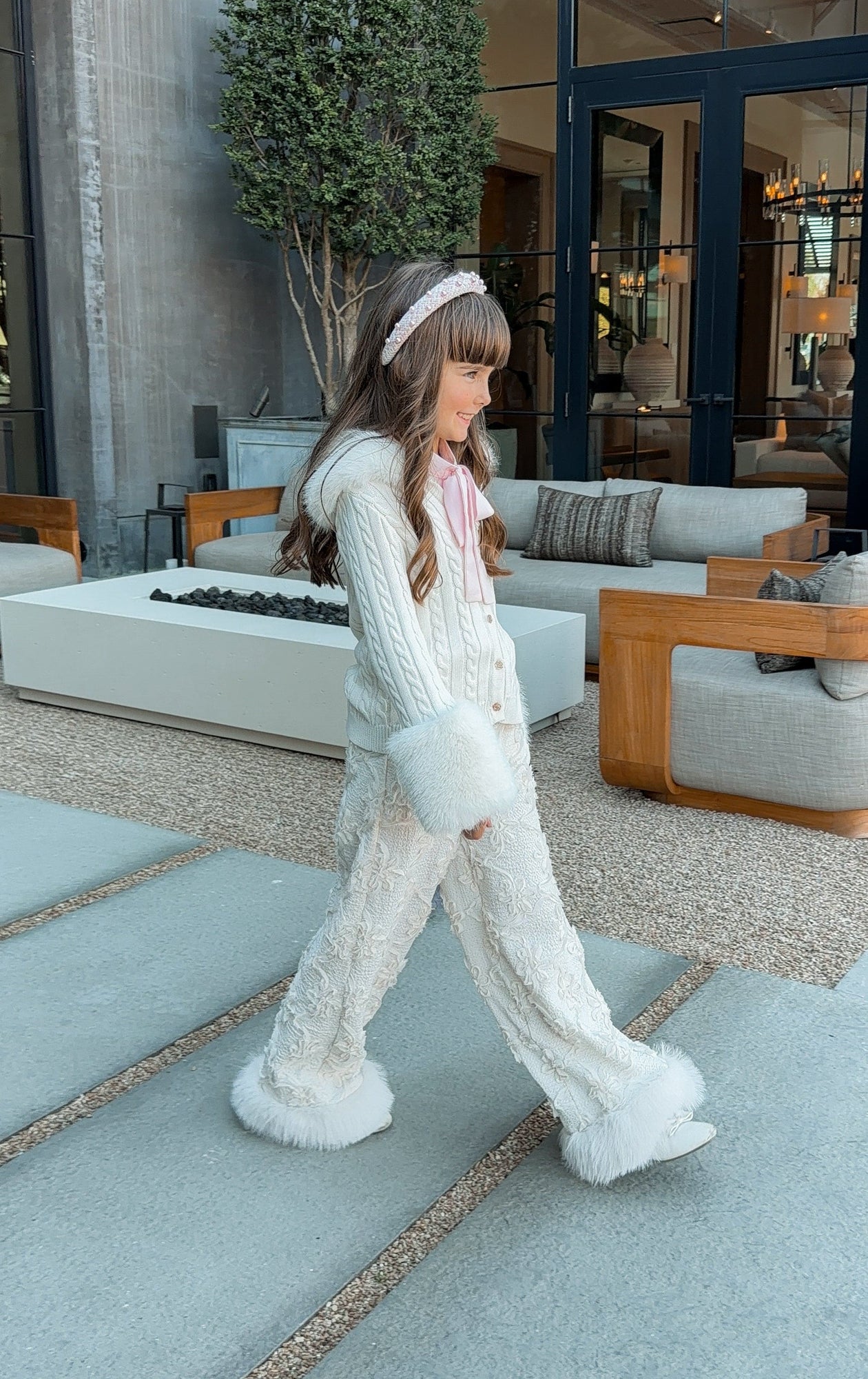 Girl | Ava Flower Wide Leg Pants | Ivory