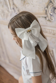 Sienna White Tassels Hair Bow - Petite Maison Kids