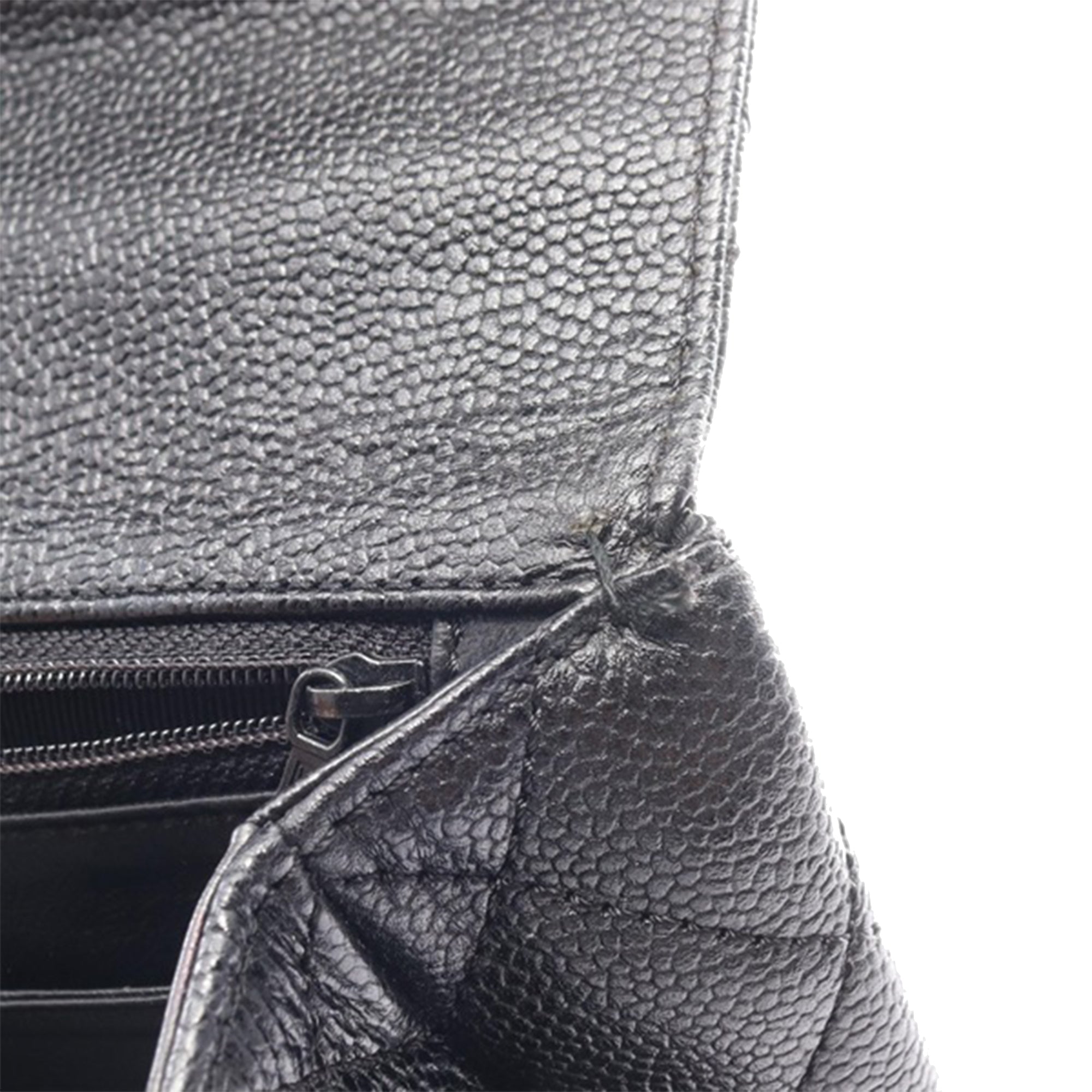 Chanel | Pre-Owned CC Quilted Caviar Kelly Top Handle Bag | Black