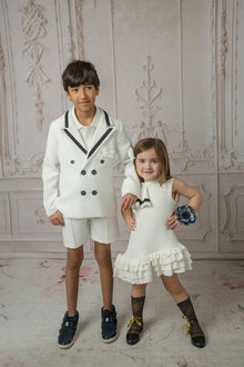 Boy | Alex Blazer With Black Contrast Line | White