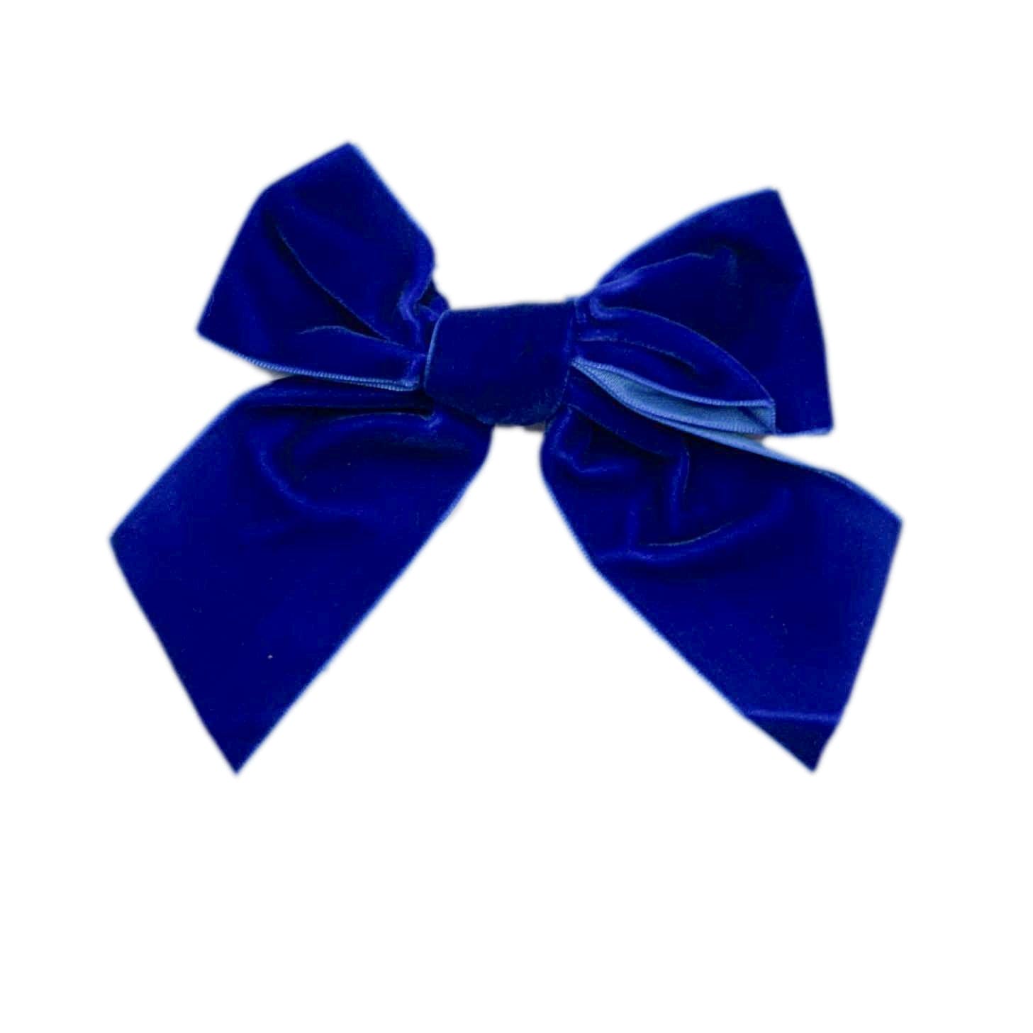 Girl | Royal Velvet Bow Hair Clip | Blue
