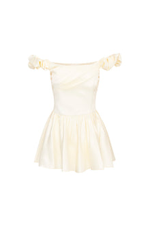 Cailey Off-The-Shoulder Draped Mini Dress | Cream