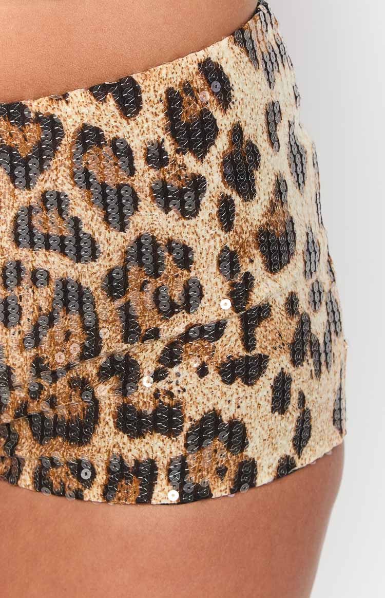 Calithea Sequin Micro Shorts | Leopard