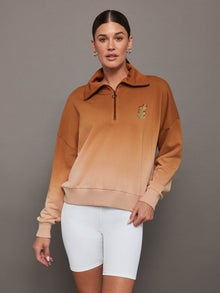 Ombre French Terry Half Zip / Cactus | Caramel Cafe To Rose Cloud