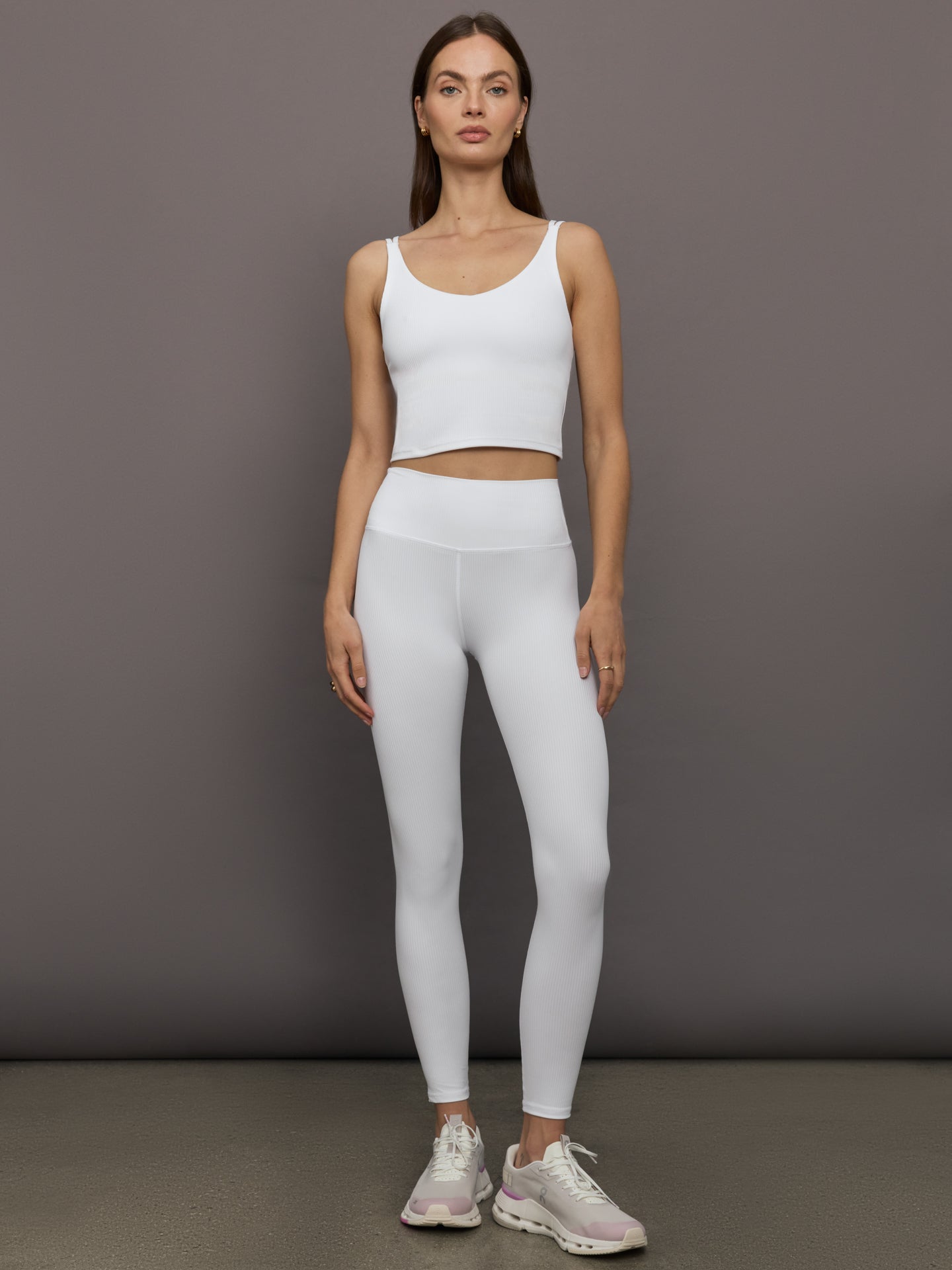 V-Neck Tank in Ribbed Melt | White