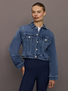 Jeweled Cropped Denim Jacket | Dark Wash