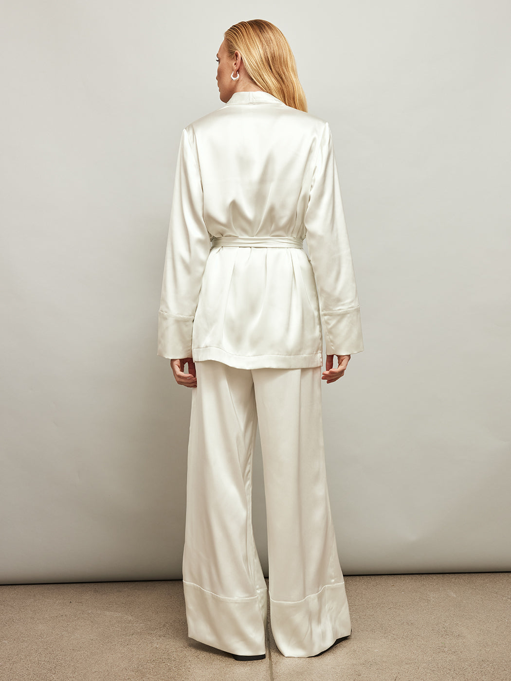Satin Smoking Jacket | Ivory