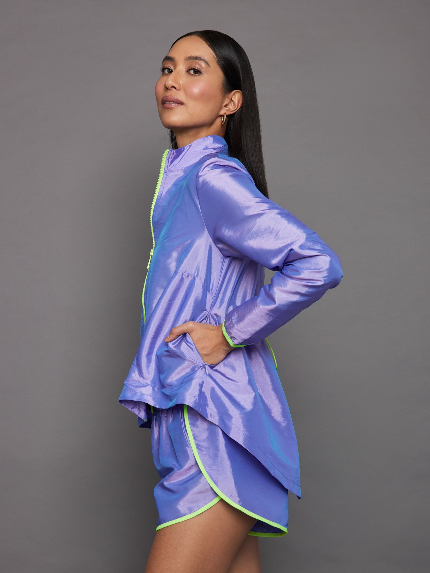 Iridescent Nylon Jacket | Sweet Lavender/ Acid Lime