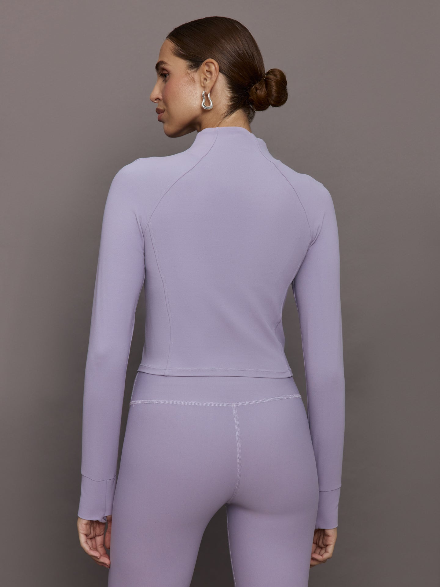 Mock Neck Corset Zip Top in Melt | Lavender Grey