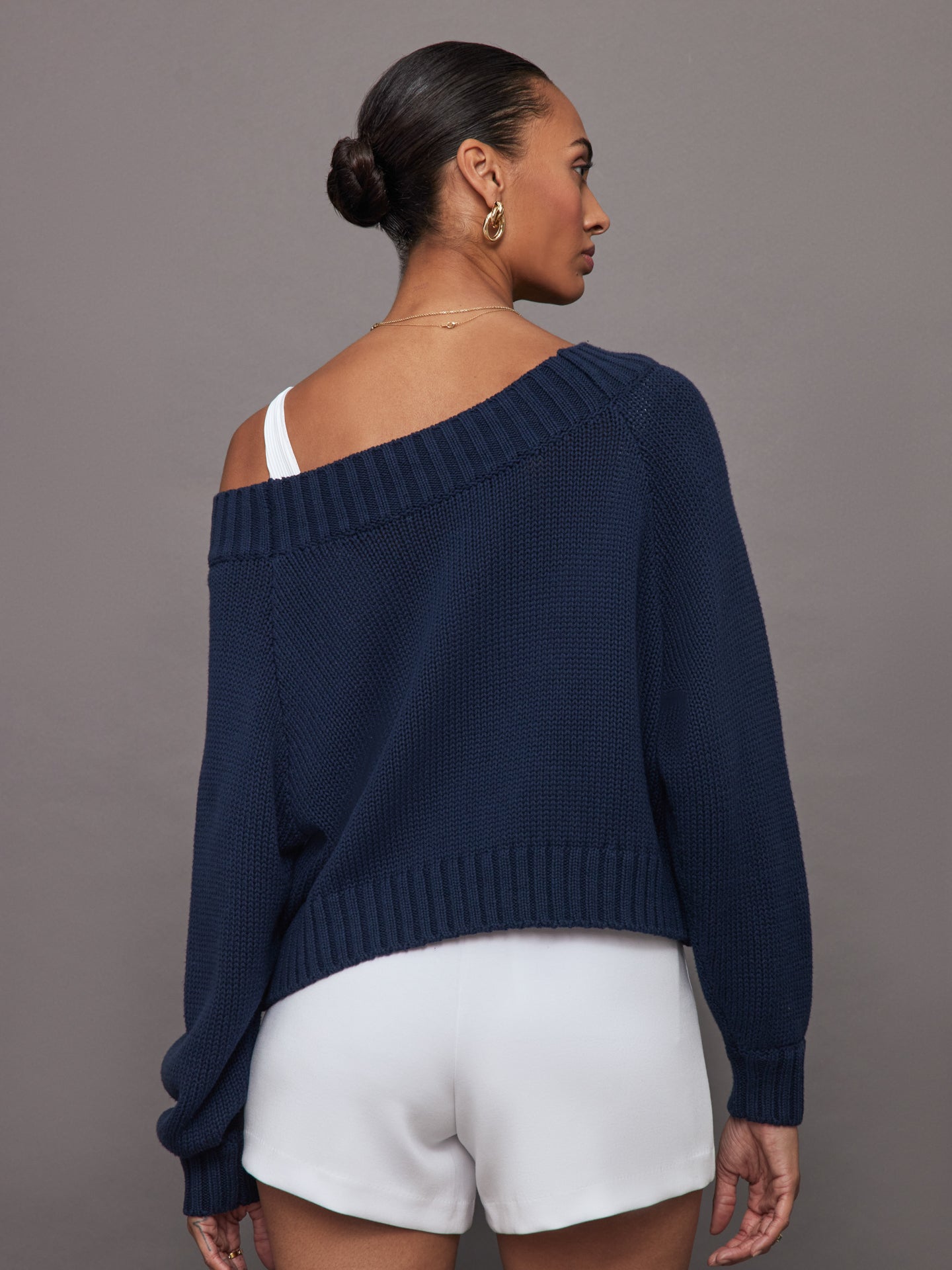Slouchy Knit Sweater | Navy