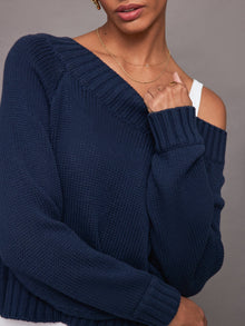 Slouchy Knit Sweater | Navy