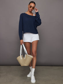 Slouchy Knit Sweater | Navy