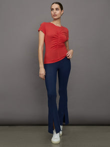 Short Sleeve Ruched Front Tee | Bittersweet