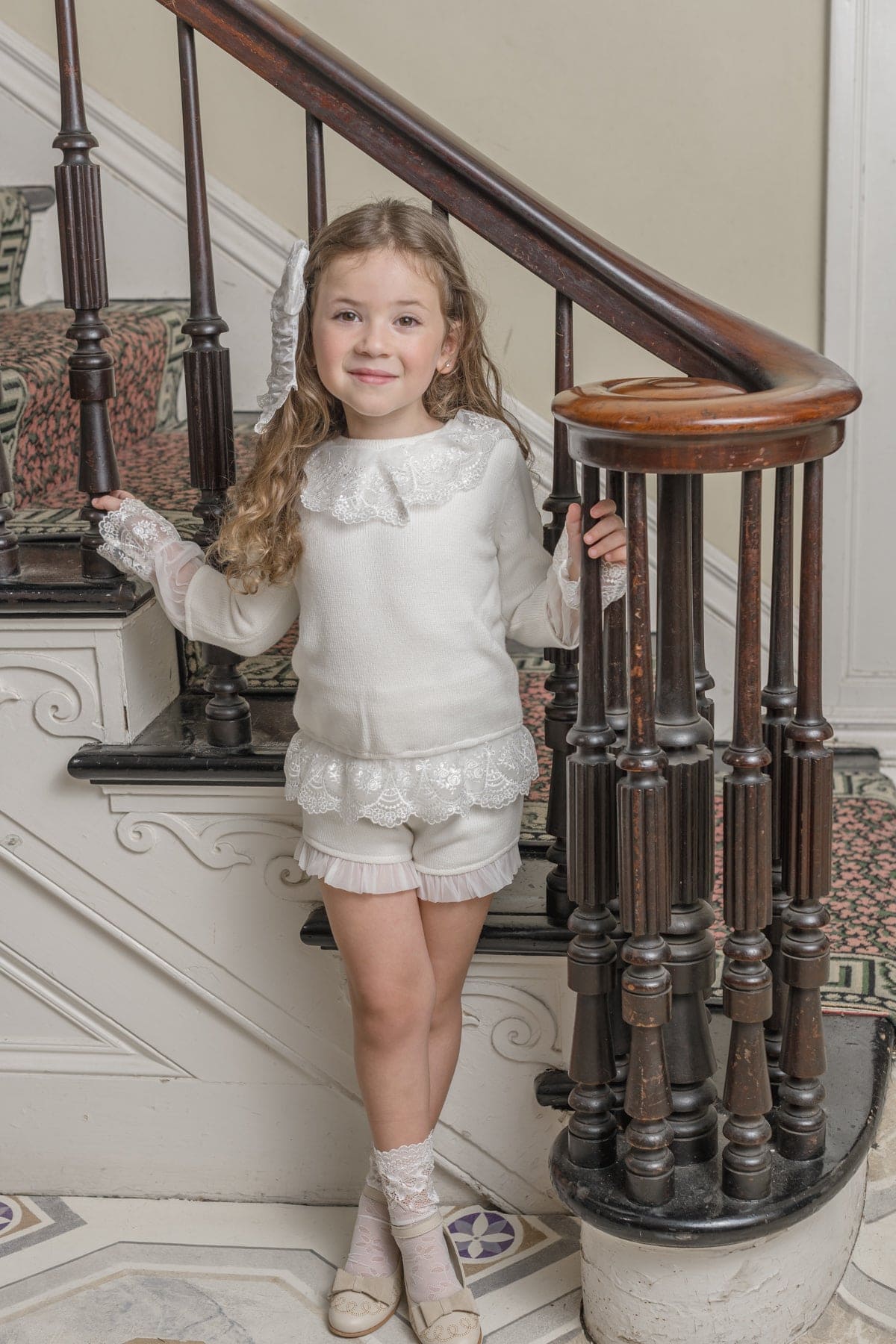Girl | Emma Cotton and Lace Top and Shorts Set | White