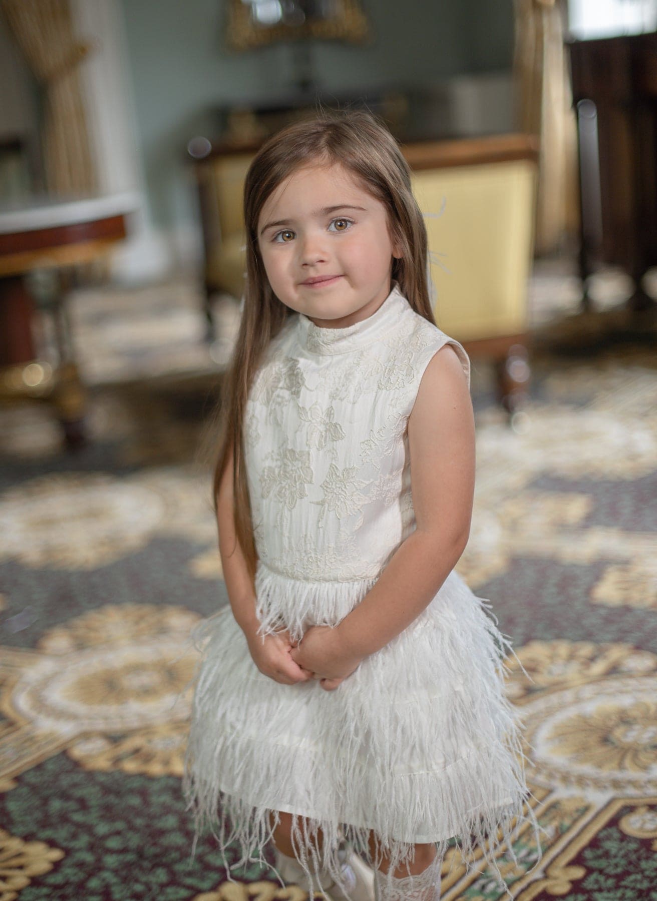 Girl | Eliza Feather Dress | Ivory