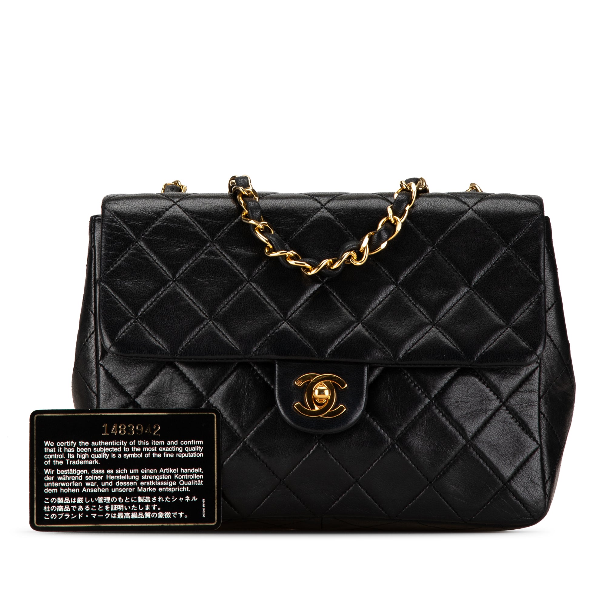 Chanel | Pre-Owned Mini Square Classic Lambskin Single Flap | Black