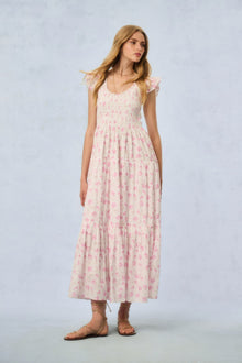 Chessie Heirloom Print Cotton Maxi Dress | Sterling Dusk