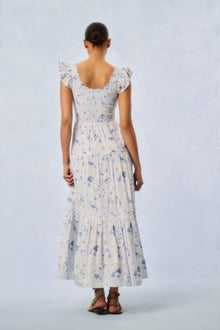 Chessie Heirloom Print Cotton Maxi Dress | Whisper Blue