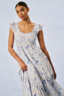 Chessie Heirloom Print Cotton Maxi Dress | Whisper Blue