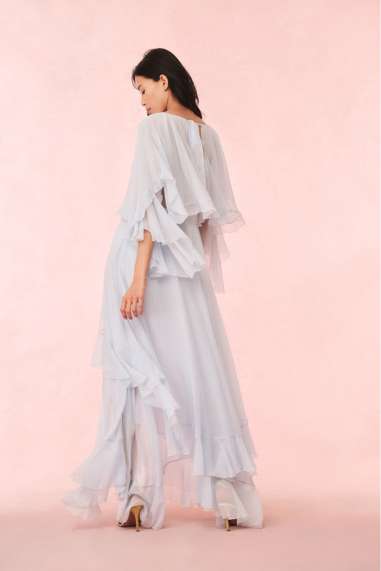 Collia Silk Chiffon Maxi Dress | Skylight Blue
