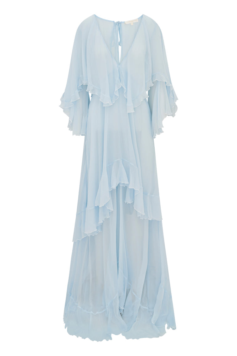 Collia Silk Chiffon Maxi Dress | Skylight Blue
