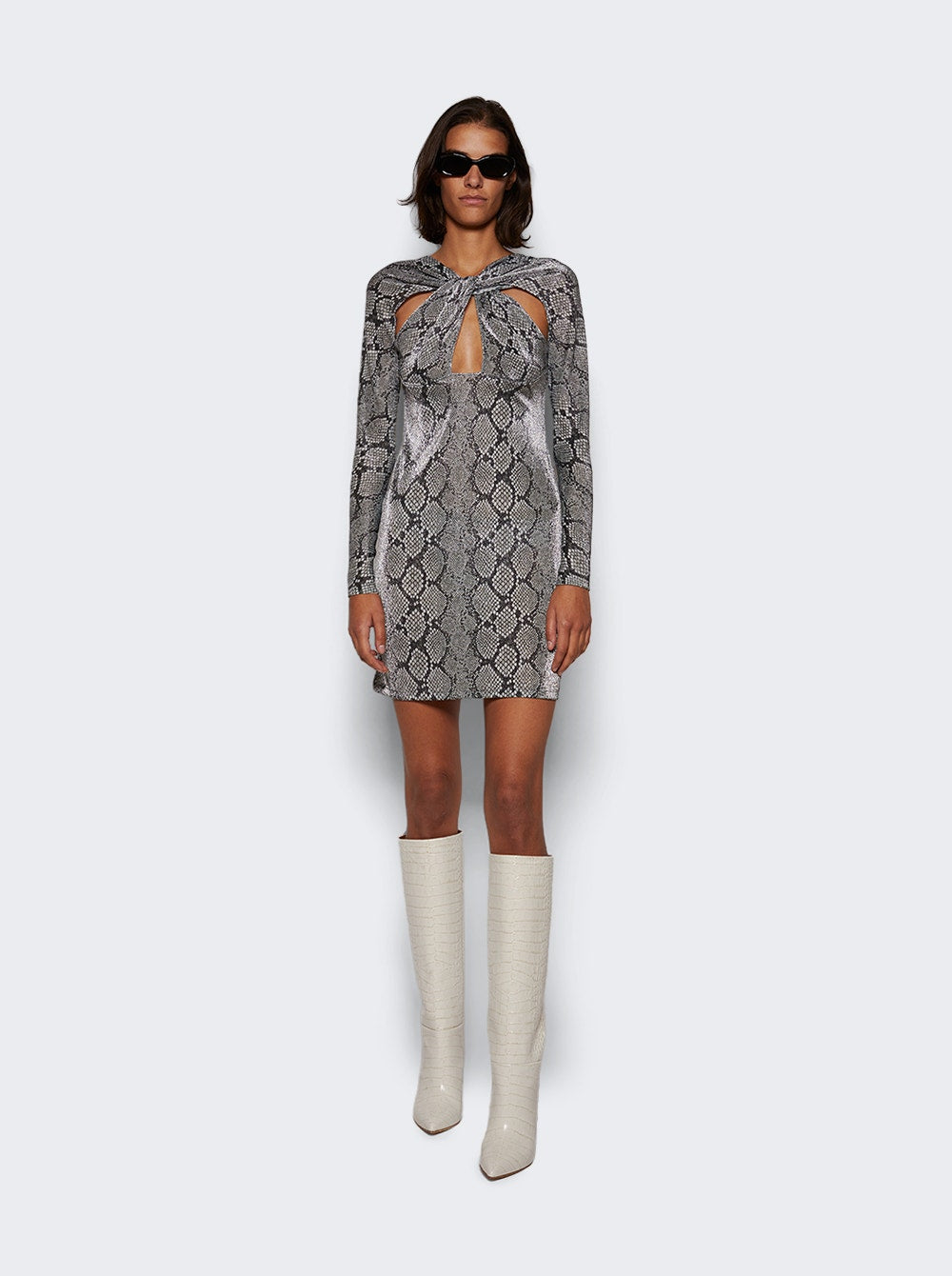 Women | Coperni | Twisted Cut-out Jersey Dress Snake Print | Multi