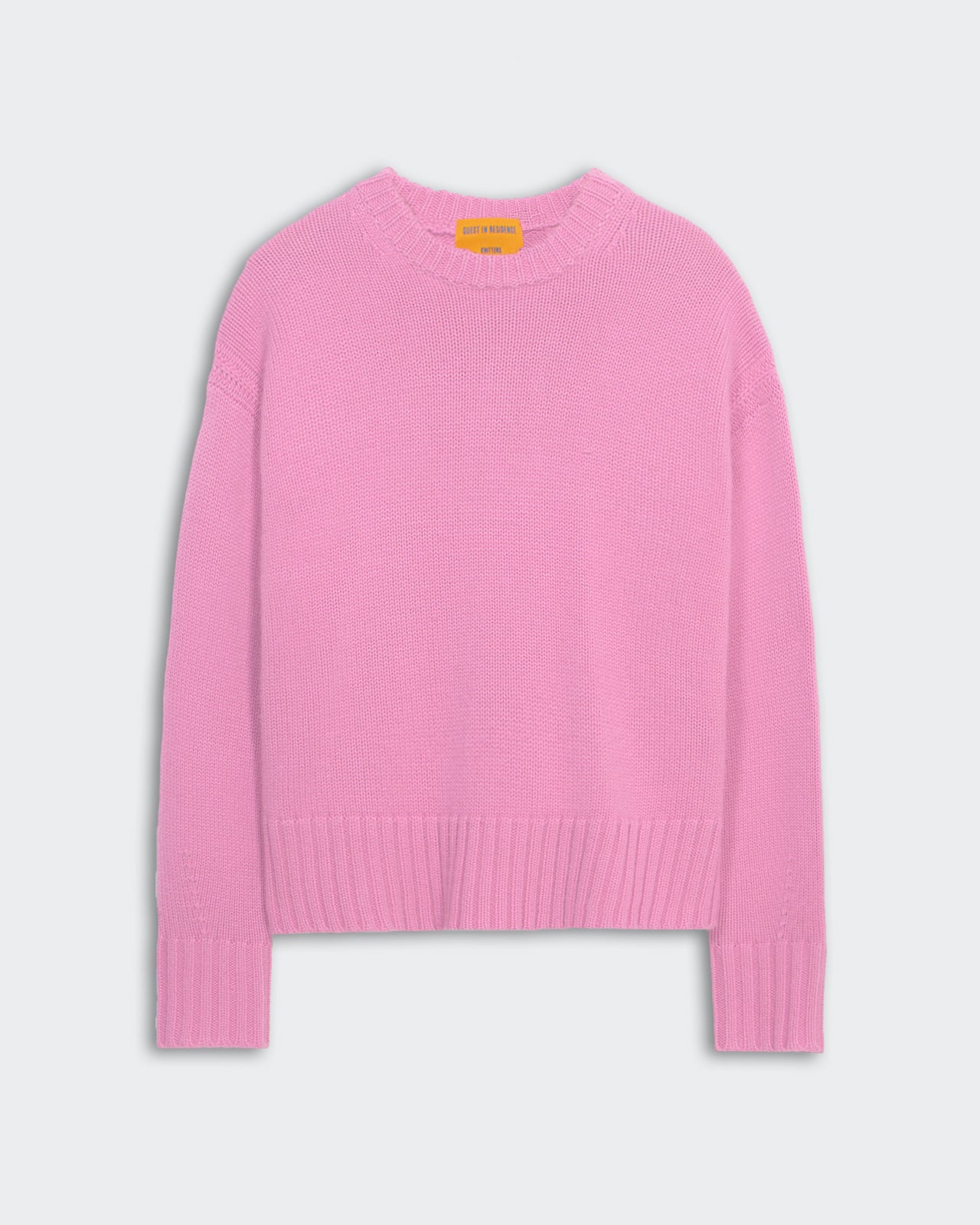 Cozy Crew - Rose oversized heavy-weight 100% cashmere crew neck sweater with ribbed trim and dropped shoulders.