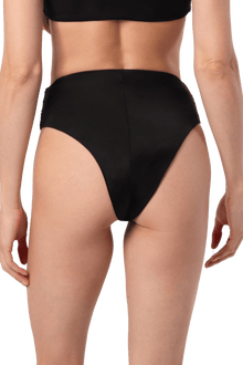 Celeste Hand - Beaded Embellished High - Waisted Bikini Bottom - Black - Self - Adore