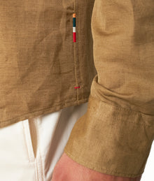 Cesare Relaxed Fit Cutaway Collar Long-Sleeve Linen & Cotton Overhead Shirt | Agave Green