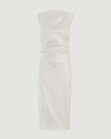 Channing Vegan Leather Wrap-Neck Dress (Petite) | Dove