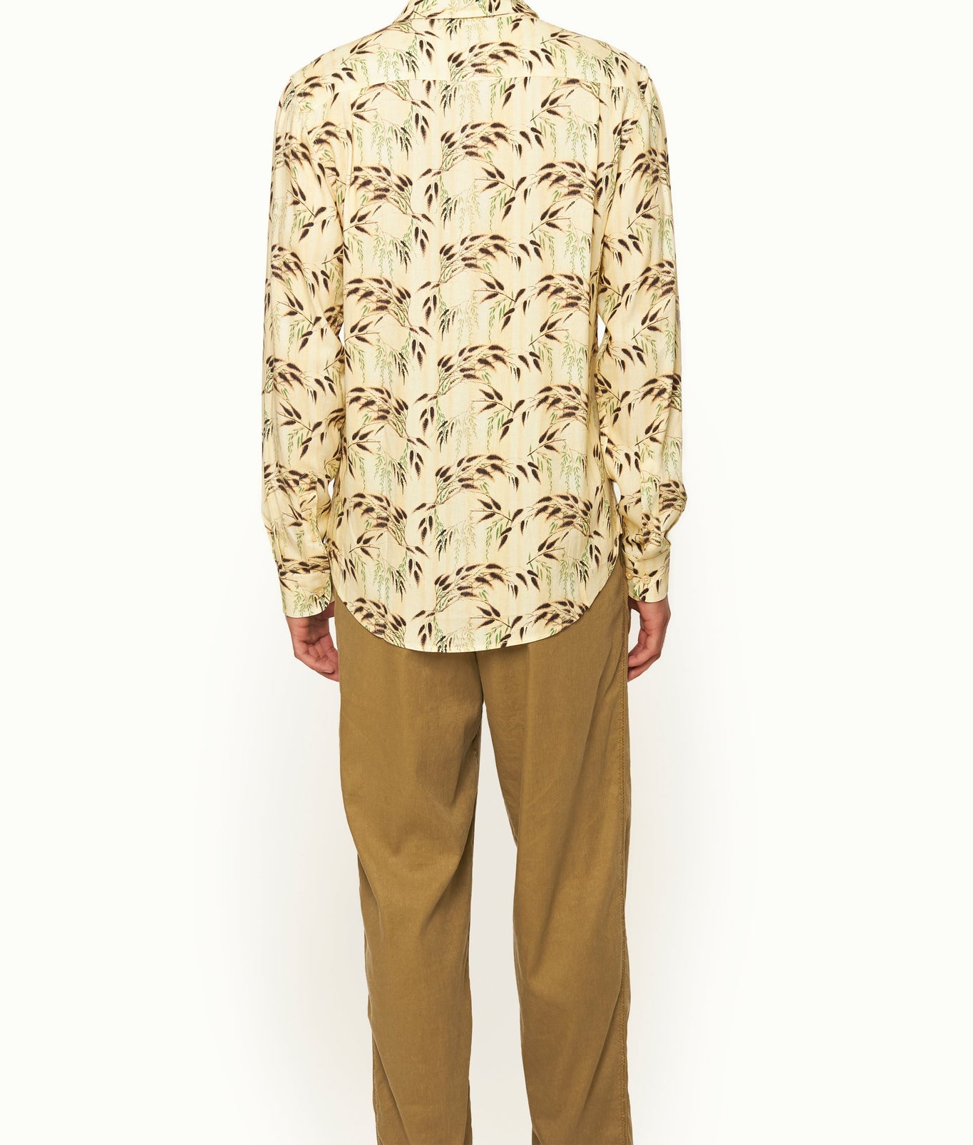 Colburn Tailored Fit Catkin Print Long-Sleeve Linen Shirt | Latte