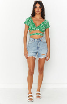 Colette Floral Crop Top | Green