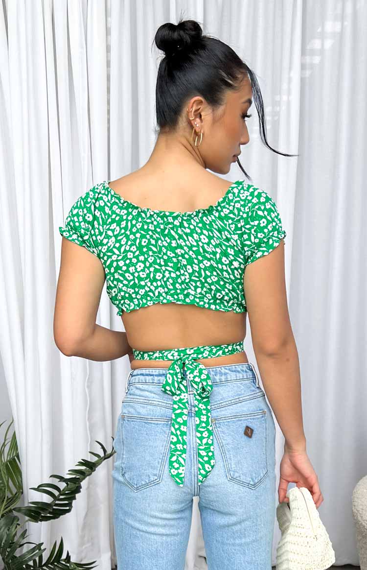 Colette Floral Crop Top | Green