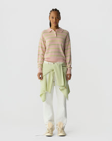 Collegiate Stripe Polo | Powder Pink Combo
