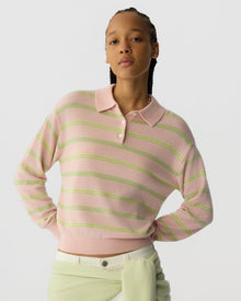 Collegiate Stripe Polo | Powder Pink Combo