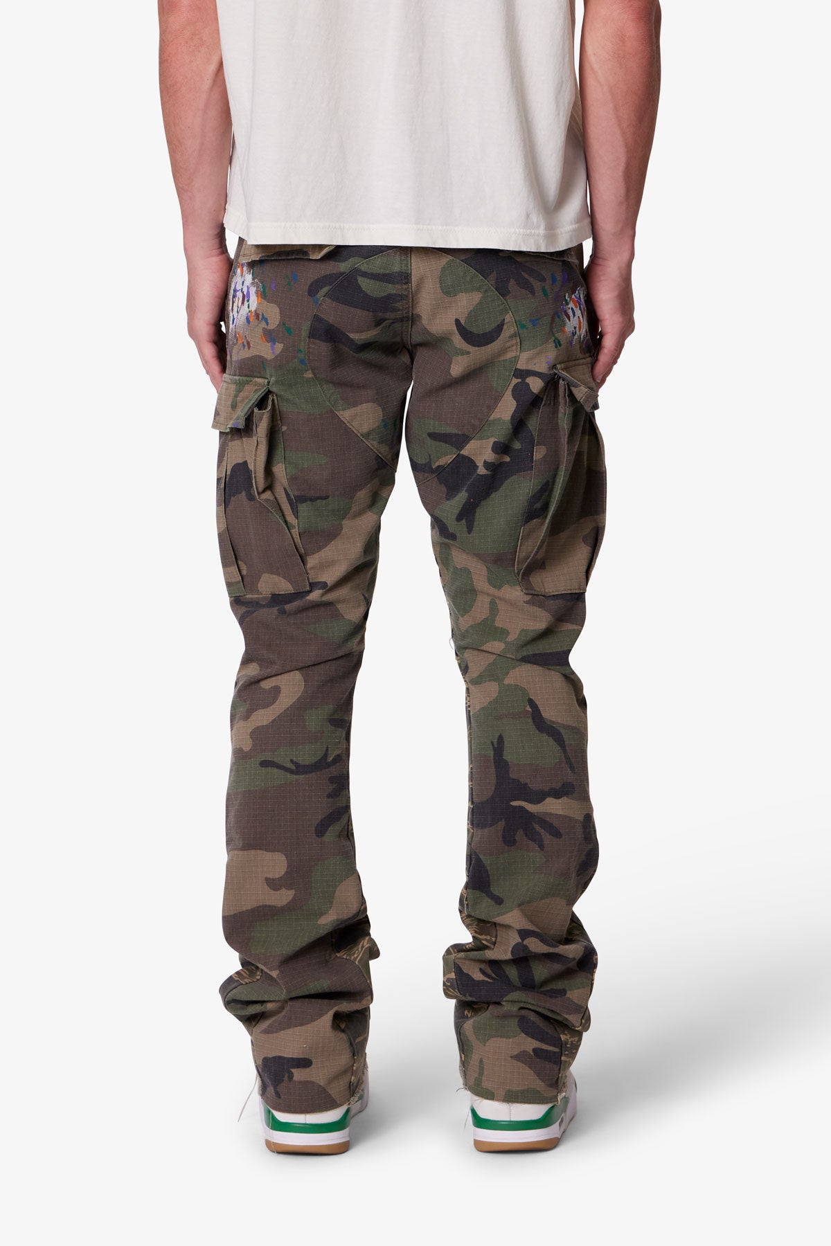 Contrast Bootcut Cargo Pants | Woodland Camo