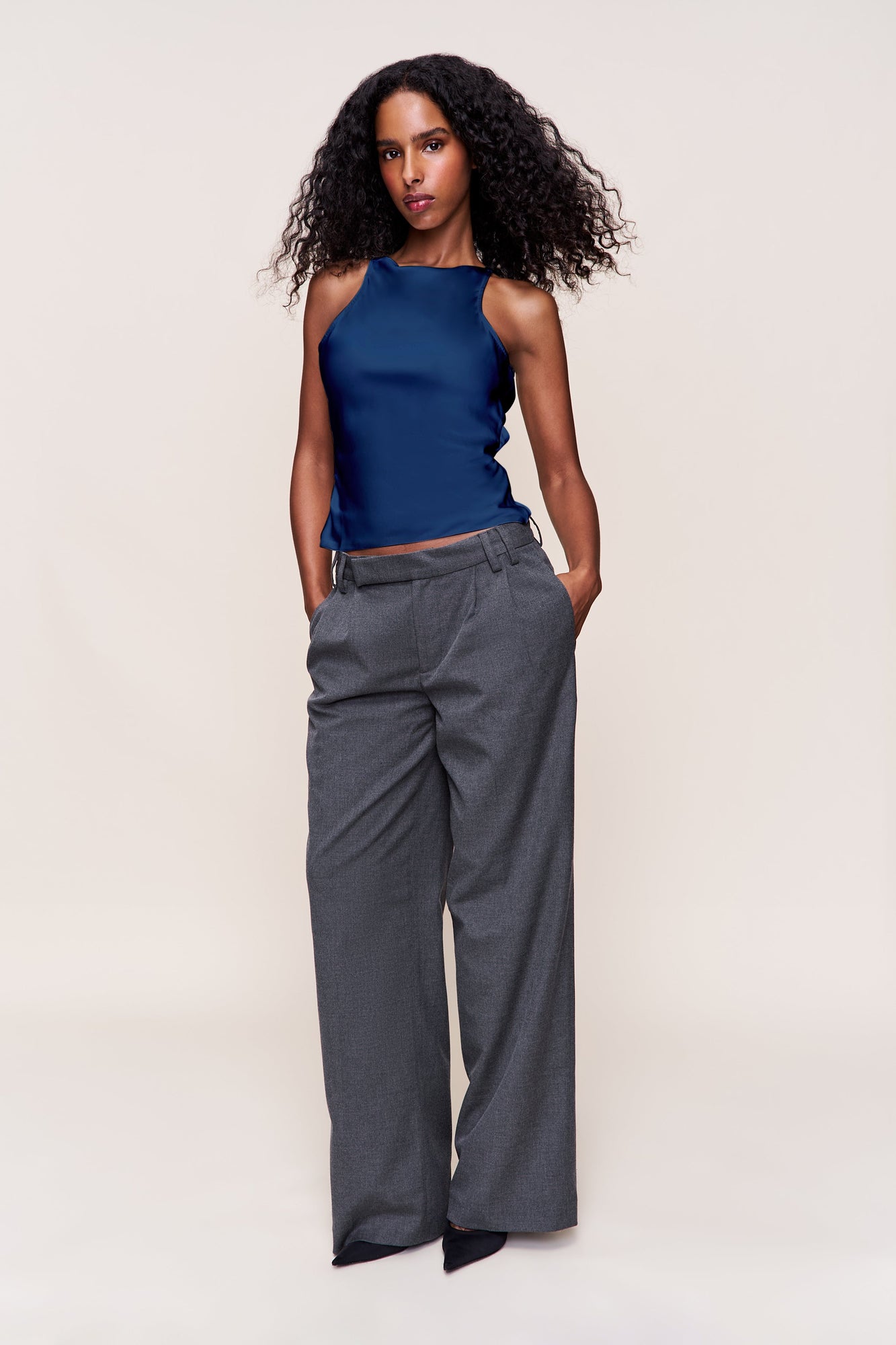 Womens | Regine Cowl Neck Top | Navy