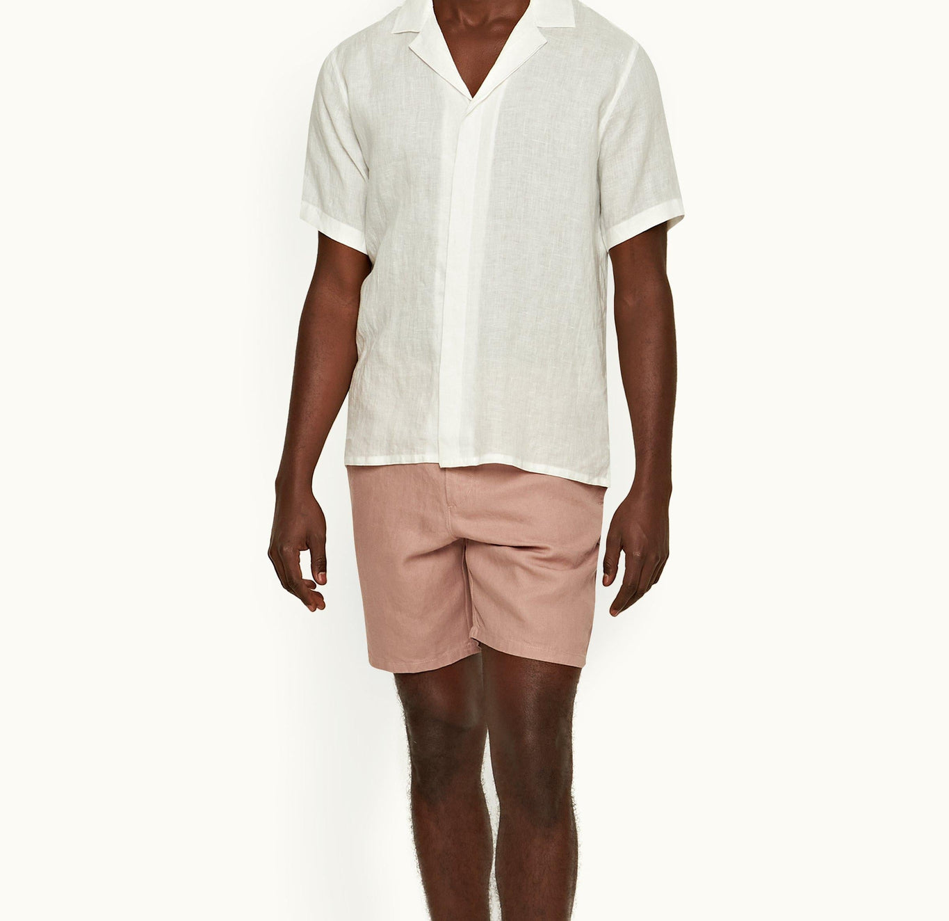 Cornell Linen Tailored Fit Washed Linen Drawcord Shorts | Caramel Pink