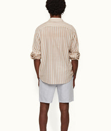 Cornell Linen Tailored Fit Washed Linen Drawcord Shorts | Light Island Sky