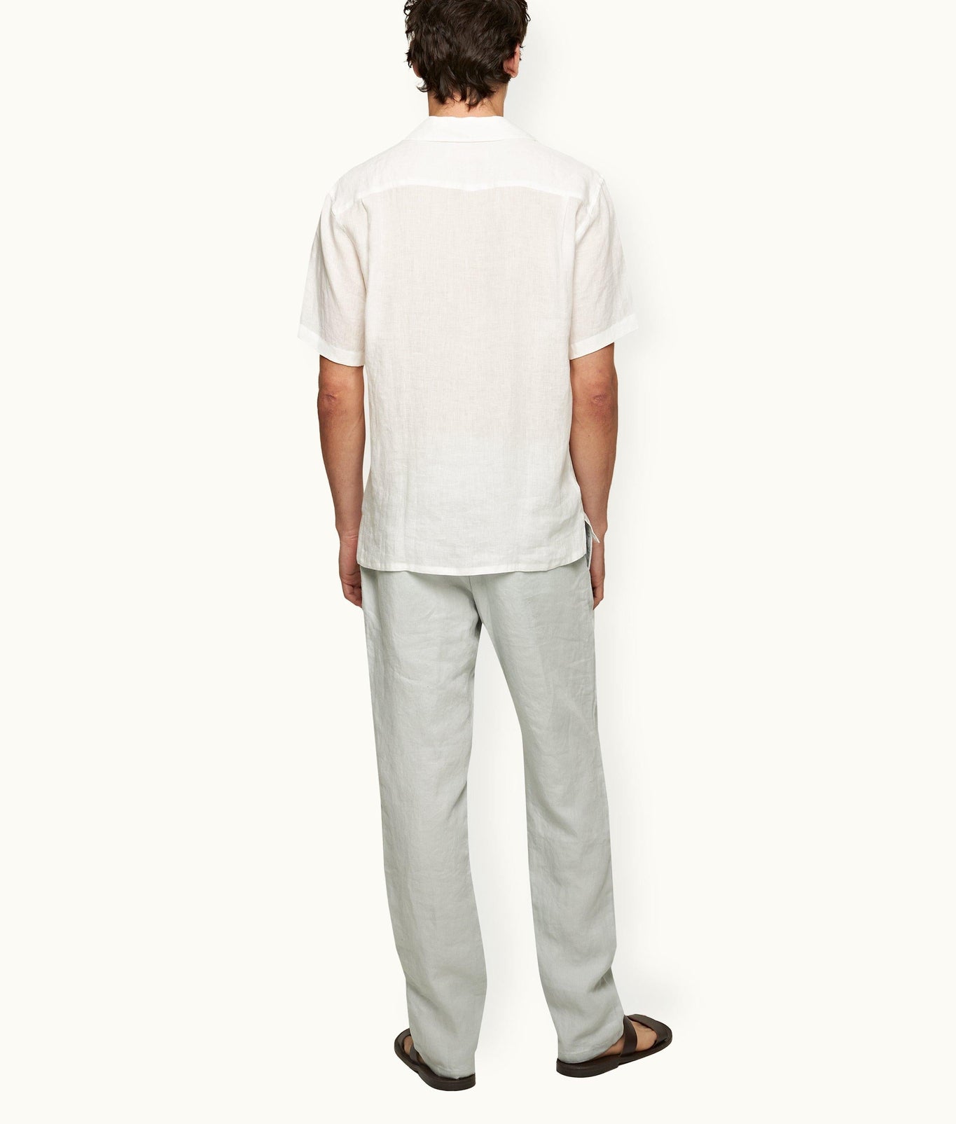 Cornell Linen Tailored Fit Washed Linen Trousers | White Jade