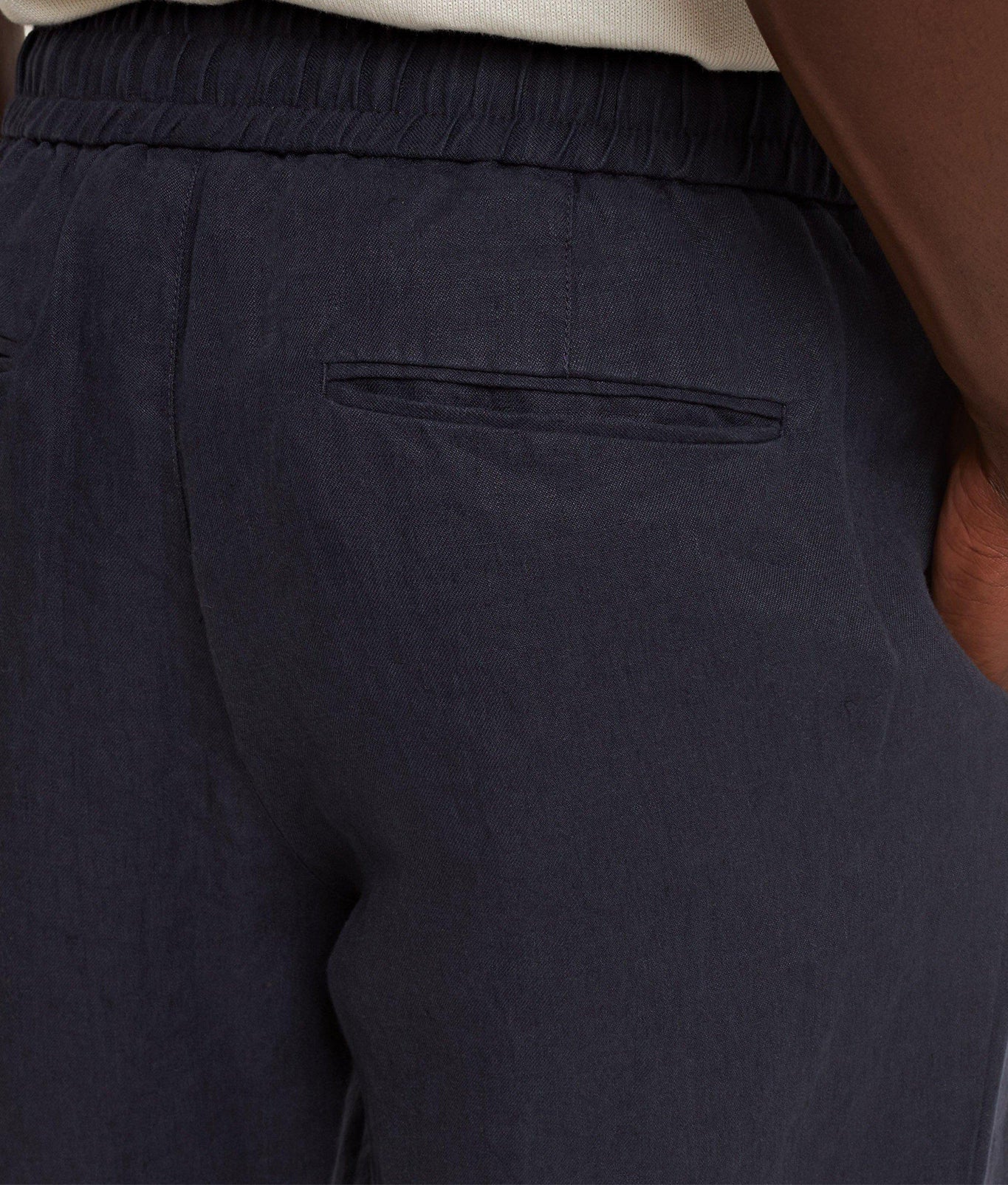 Cornell Linen Tapered Leg Washed Linen Trousers | Night Iris