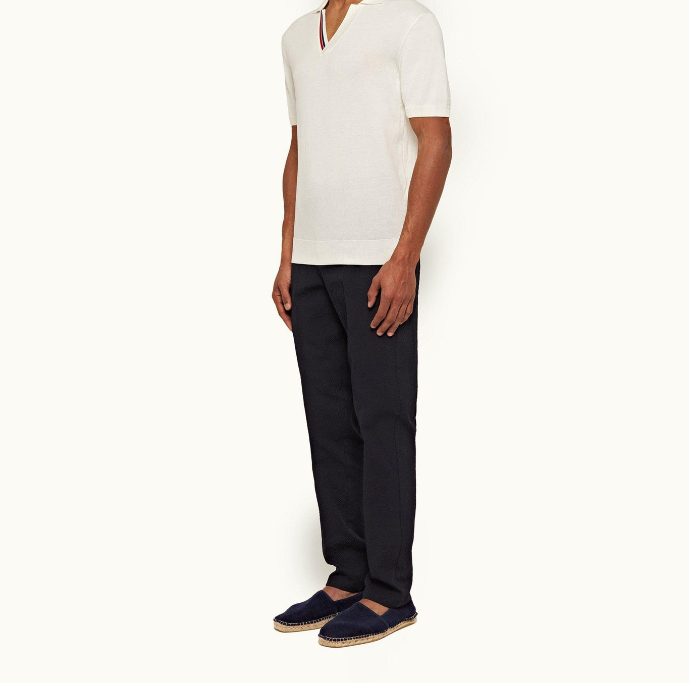 Cornell Tapered Leg Seersucker Trousers | Night Iris