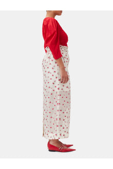 Cotton Poplin Smock Blouse | Racing Red
