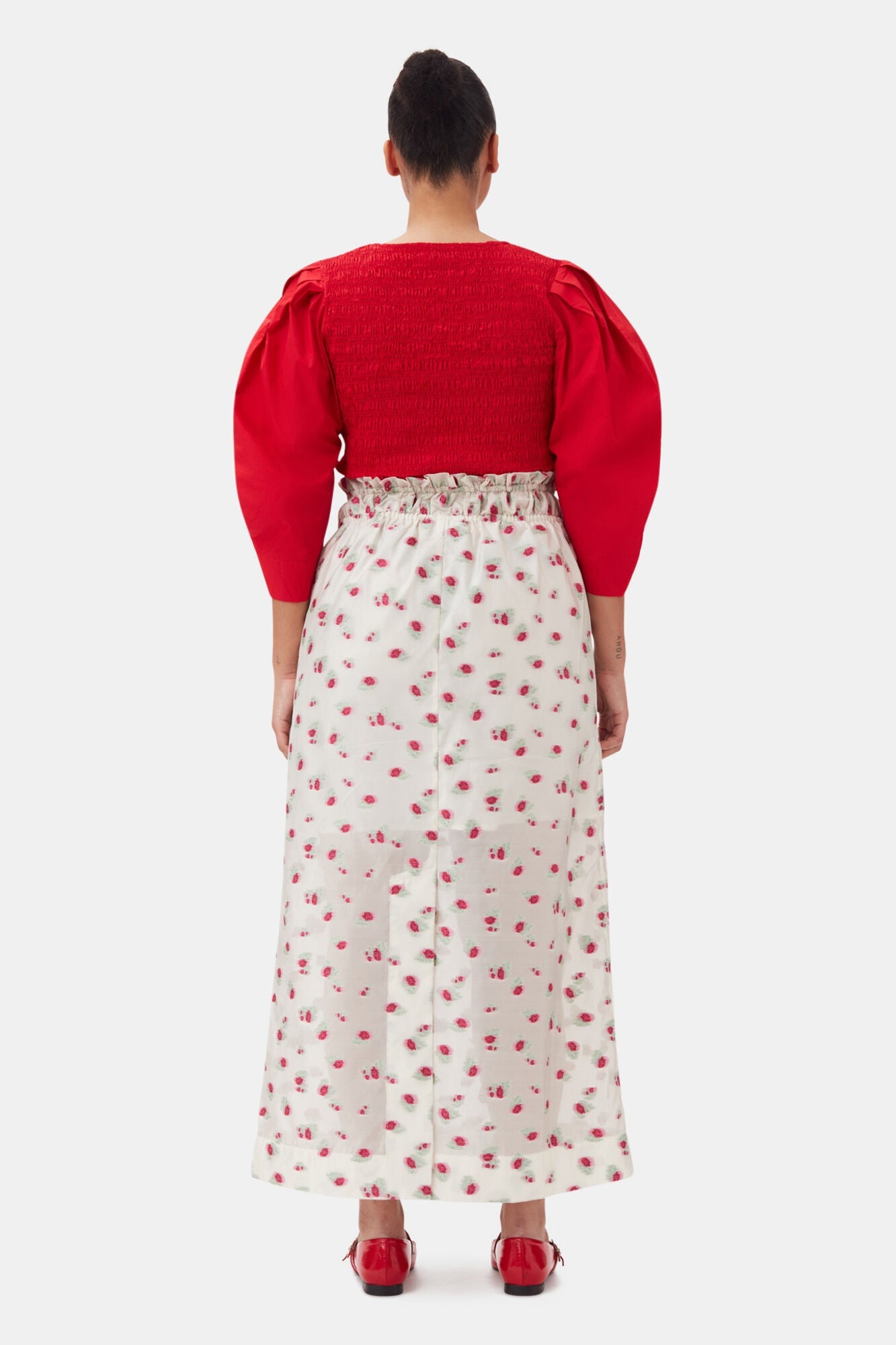 Cotton Poplin Smock Blouse | Racing Red