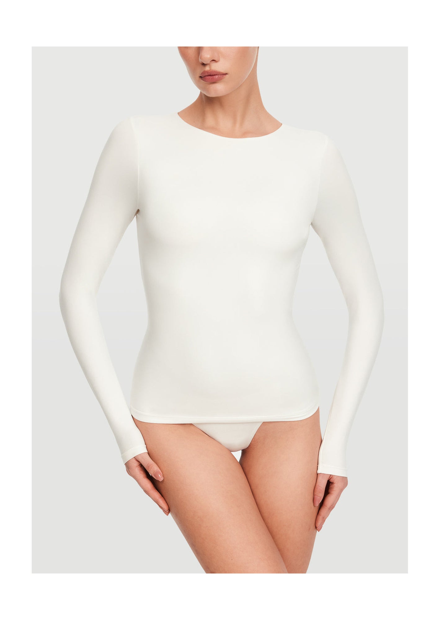 Crew Neck Long Sleeve Top | White