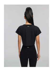 Cropped Cotton T-Shirt | Black