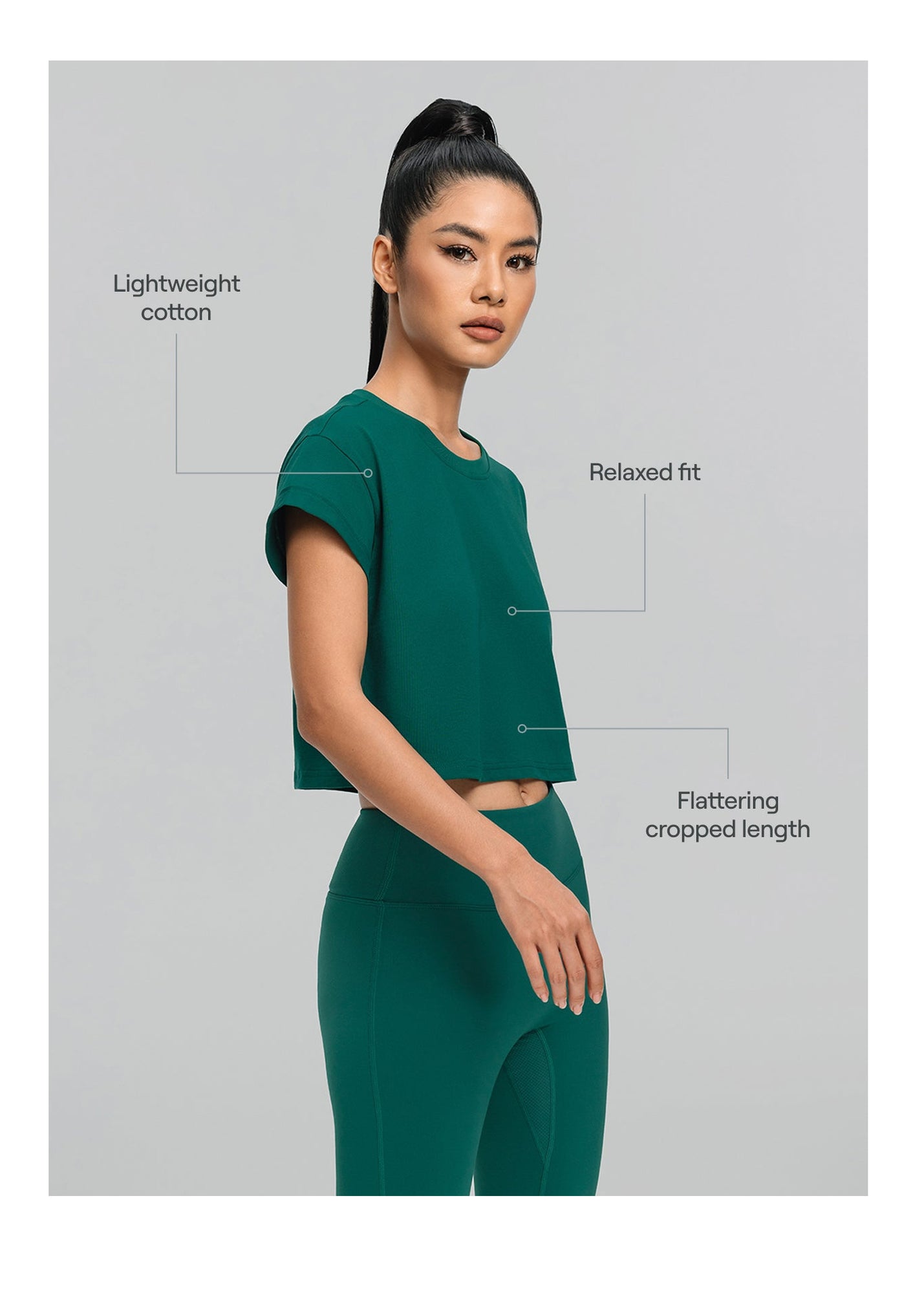 Cropped Cotton T-Shirt | Dark Moss