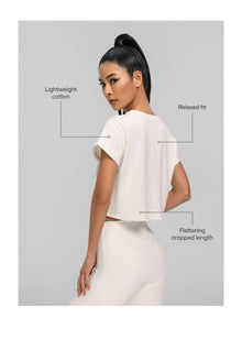 Cropped Cotton T-Shirt | Ivory
