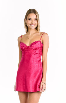 Noeline Satin Mini Dress | Pink