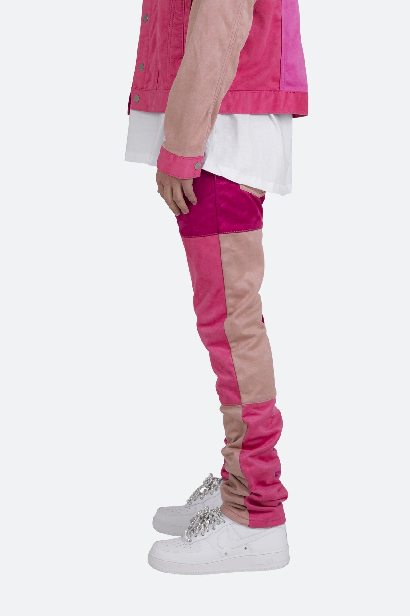 D354 Patchwork Straight Denim | Pink